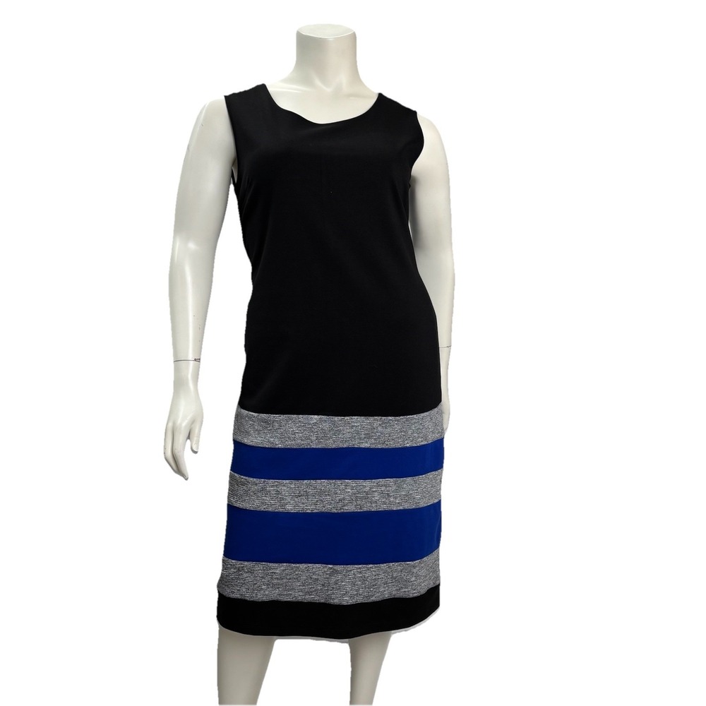 Millers Woman Knit Sleeveless Colorblock Dress Black Blue Grey Size 18 Stretch‎